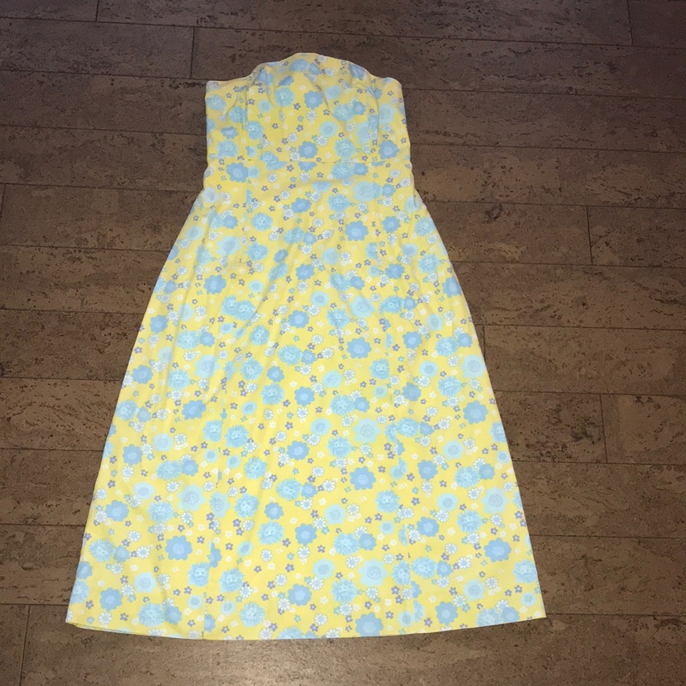 Lilly Pulitzer Sz 6 Yellow/Blue strapless dress